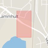 Karta som med röd fyrkant ramar in Lammhult, Växjö, Kronobergs län