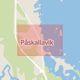 Karta som med röd fyrkant ramar in Påskallavik, Oskarshamn, Kalmar län
