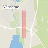 Karta som med röd fyrkant ramar in Malmövägen, Värnamo, Jönköpings län
