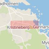 Karta som med röd fyrkant ramar in Östersjövägen, Oskarshamn, Kalmar län