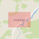 Karta som med röd fyrkant ramar in Veddige, Varberg, Hallands län