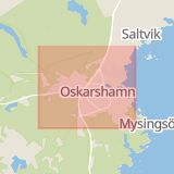 Karta som med röd fyrkant ramar in Oskarshamn, Kalmar län