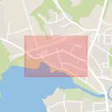 Karta som med röd fyrkant ramar in Södra Järnvägsgatan, Virserum, Hultsfred, Kalmar län