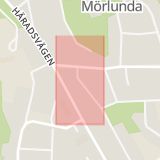 Karta som med röd fyrkant ramar in Mörlunda, Hultsfred, Kalmar län