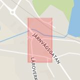 Karta som med röd fyrkant ramar in Järnvägsgatan, Tråddragargatan, Gnosjö, Jönköpings län