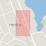 Karta som med röd fyrkant ramar in Hestra, Gislaved, Jönköping, Jönköpings län