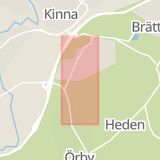 Karta som med röd fyrkant ramar in Hedevägen, Kinna, Mark, Västra Götalands län