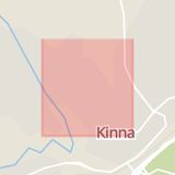 Karta som med röd fyrkant ramar in Kinna, Kyrkogatan, Mark, Västra Götalands län