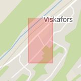 Karta som med röd fyrkant ramar in Postgatan, Viskafors, Borås, Västra Götalands län
