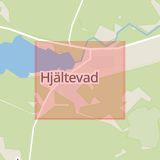Karta som med röd fyrkant ramar in Storgatan, Hjältevad, Eksjö, Jönköpings län