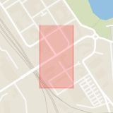 Karta som med röd fyrkant ramar in Brogatan, Storgatan, Malmbäck, Nässjö, Jönköpings län