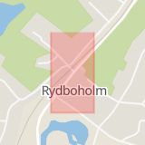 Karta som med röd fyrkant ramar in Rydboholm, Borås, Västra Götalands län