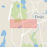 Karta som med röd fyrkant ramar in Breviksvägen, Eksjö, Jönköpings län