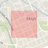 Karta som med röd fyrkant ramar in Södra Kyrkogatan, Eksjö, Jönköpings län