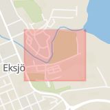 Karta som med röd fyrkant ramar in Storegårdsgatan, Eksjö, Jönköpings län