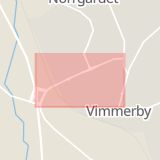 Karta som med röd fyrkant ramar in Vimmerbyallén, Vimmerby, Kalmar län