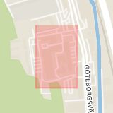 Karta som med röd fyrkant ramar in Krokslätts Fabriker, Göteborg, Västra Götalands län