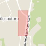 Karta som med röd fyrkant ramar in Marklandsgatan, Högsbotorp, Göteborg, Västra Götalands län