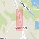 Karta som med röd fyrkant ramar in Mölndal, Göteborgsvägen, Bosgården, Västra Götalands län