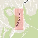 Karta som med röd fyrkant ramar in Stigberget, Ekedalsgatan, Göteborg, Västra Götalands län
