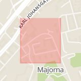 Karta som med röd fyrkant ramar in Chapmans Torg, Göteborg, Västra Götalands län