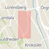 Karta som med röd fyrkant ramar in Göteborg, Hammarkullen, Sommarvädersgatan, Eklandagatan, Bolaget, Vänersborg, Västra götalands län, Västra Götalands län