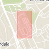 Karta som med röd fyrkant ramar in Rektorsgatan, Göteborg, Västra Götalands län