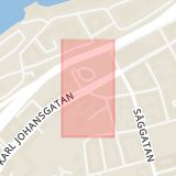 Karta som med röd fyrkant ramar in Allmänna Vägen, Karl Johansgatan, Göteborg, Västra Götalands län