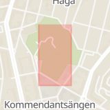 Karta som med röd fyrkant ramar in Haga, Västra Skansgatan, Skansberget, Göteborg, Västra Götalands län