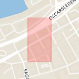 Karta som med röd fyrkant ramar in Kaptensgatan, Stigbergstorget, Göteborg, Västra Götalands län