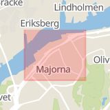 Karta som med röd fyrkant ramar in Oscarsleden, Marieholmsleden, Lärje, Göteborg, Västra Götalands län