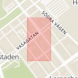 Karta som med röd fyrkant ramar in Kungsportsavenyn, Engelbrektsgatan, Vasagatan, Valand, Göteborg, Västra Götalands län