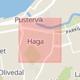 Karta som med röd fyrkant ramar in Haga, Fallängsvägen, Norrskensgatan, Arvika, Västra Götalands län