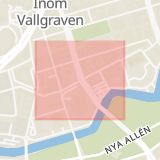 Karta som med röd fyrkant ramar in Göteborg, Stenungsund, Södra Larmgatan, Västra Götalands län