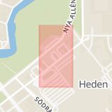 Karta som med röd fyrkant ramar in Norra Allégatan, Parkgatan, Norra Allén, Göteborg, Västra Götalands län