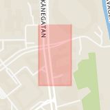 Karta som med röd fyrkant ramar in Skånegatan, Gymnasieskolan, Göteborg, Västra Götalands län