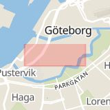 Karta som med röd fyrkant ramar in Kungsgatan, Göteborg, Västra Götalands län