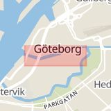 Karta som med röd fyrkant ramar in Södra Hamngatan, Göteborg, Västra Götalands län