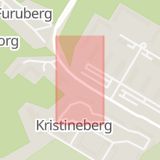 Karta som med röd fyrkant ramar in Kristineberg, Borås, Västra Götalands län