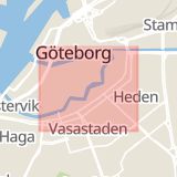 Karta som med röd fyrkant ramar in Parkgatan, Göteborg, Västra Götalands län