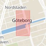 Karta som med röd fyrkant ramar in Göteborg, Brunnsparken, Vänersborg, Uddevalla, Lövskogsgatan, Allégatan, Majorna, Ärlegatan, Västra götalands län, Västra Götalands län