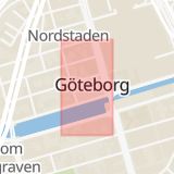 Karta som med röd fyrkant ramar in Avenyn, Götaplatsen, Gustaf Adolfs Torg, Göteborg, Västra Götalands län