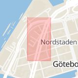 Karta som med röd fyrkant ramar in Sandgärdsgatan, Vasagatan, Surte, Rörstrandsgatan, Övre Spannmålsgatan, Västra Götalands län