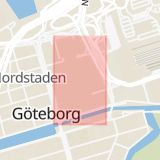 Karta som med röd fyrkant ramar in Nordstan, Spannmålsgatan, Göteborg, Västra Götalands län