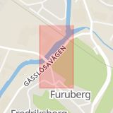 Karta som med röd fyrkant ramar in Furuberg, Lars Kaggsgatan, Borås, Västra Götalands län