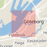 Karta som med röd fyrkant ramar in Götatunneln, Göteborg, Västra Götalands län