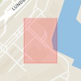 Karta som med röd fyrkant ramar in Pumpgatan, Mölndals Sjukhus, Göteborg, Västra Götalands län