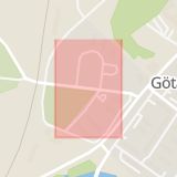 Karta som med röd fyrkant ramar in Kaptensgatan, Borås, Västra Götalands län