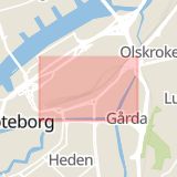 Karta som med röd fyrkant ramar in Stampen, Göteborg, Västra Götalands län