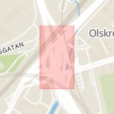 Karta som med röd fyrkant ramar in Olskroksmotet, Göteborg, Västra Götalands län